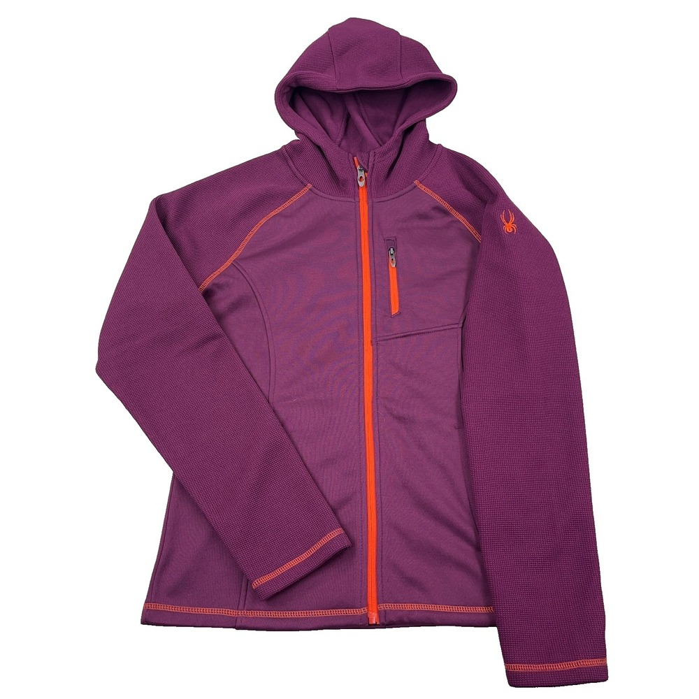 Spyder Jacket Women Large Purple Full Zip Thermal Waffle Knit Hooded Ladies